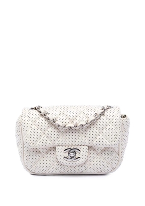CHANEL Pre-Owned 2014 Mini Perforated Lambskin Punch Flap crossbody bag - White