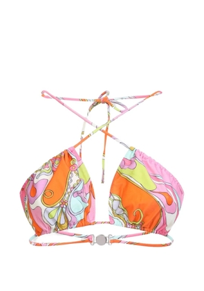 PUCCI abstract-print halterneck bikini top - Orange