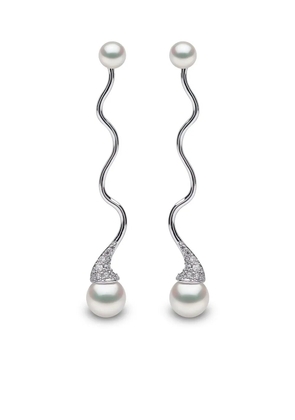 Yoko London 18kt white gold Sleek Akoya pearl and diamond earrings - Silver
