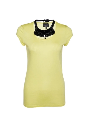 Emporio Armani Pre-Owned embellished-neck-detail T-shirt - Yellow
