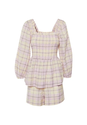 GANNI checked peplum shorts set - Neutrals