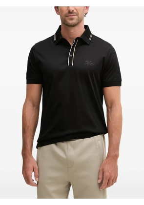 Karl Lagerfeld contrast-trim logo-patch polo shirt - Black