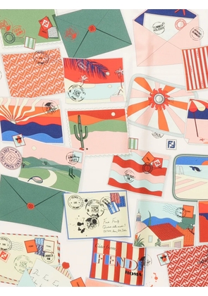 FENDI postcard-print silk scarf - Neutrals