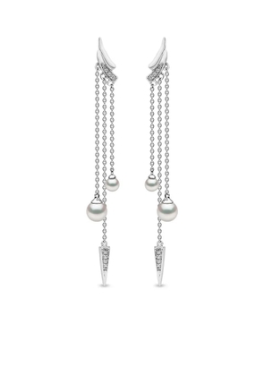 Yoko London 18kt white gold Trend diamond pearl drop earrings - Silver