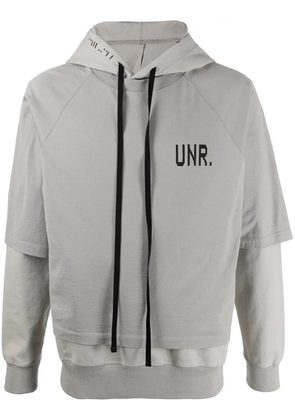 UNRAVEL PROJECT logo-print layered hoodie - Grey