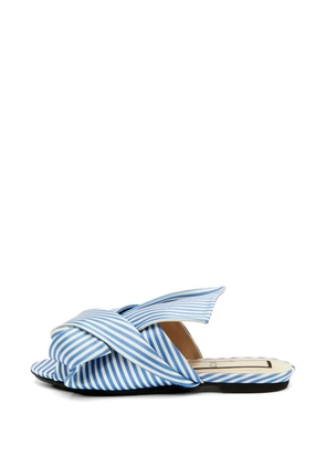 Nº21 Knot striped flat mules - Blue