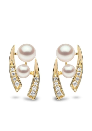 Yoko London 18kt yellow gold diamond pearl Trend stud earrings