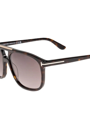 TOM FORD tortoiseshell-effect pilot-frame sunglasses - Brown