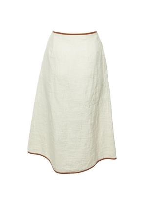 Loewe Pre-Owned belted leather-trim midi skirt - White