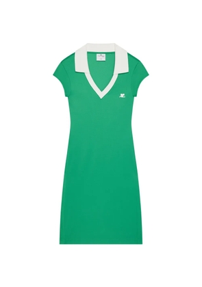 Courrèges logo-embroidered V-neck mini dress - Green