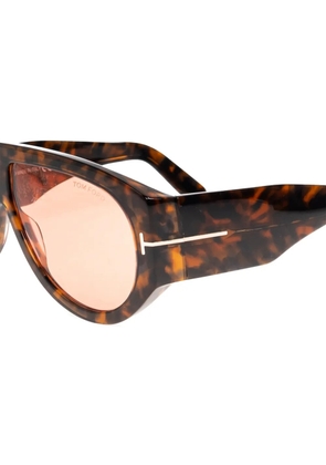 TOM FORD Eyewear Bronson tortoiseshell-effect pilot sunglasses - Brown