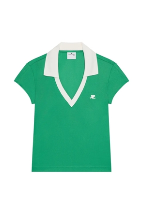 Courrèges cropped V-neck T-shirt - Green