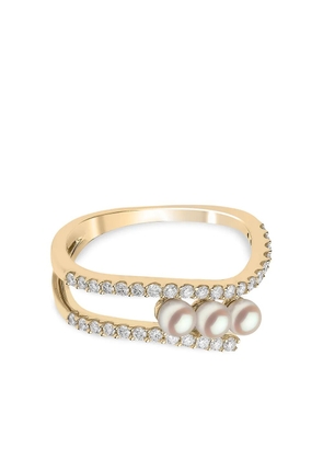 Yoko London 18kt yellow gold Sleek Akoya pearl and diamond ring