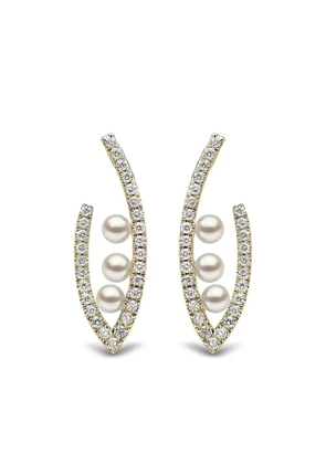 Yoko London 18kt yellow gold Sleek Akoya pearl and diamond earrings