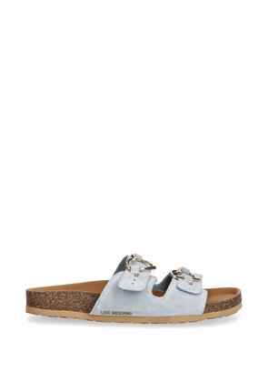 Love Moschino heart-buckle suede sandals - Blue