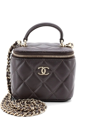 CHANEL Pre-Owned Classic Top Handle Vanity Case with Chain Quilted Lambskin Mini crossbody bag - Brown