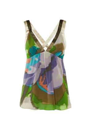 Etro Pre-Owned printed plunge-neck top - Green