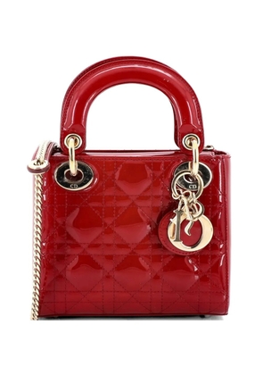 Christian Dior Pre-Owned Lady Dior Chain Bag Cannage Quilt Patent Mini satchel - Red