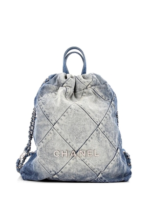 CHANEL Pre-Owned 22 Chain Quilted Denim Medium backpack - Blue