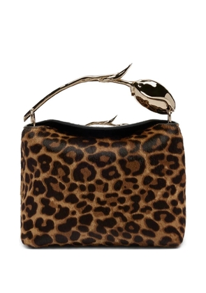 ERDEM mini Bloom leopard-print tote bag - Brown