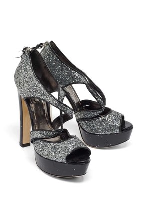 Miu Miu Pre-Owned glitter platform sandals - Silver