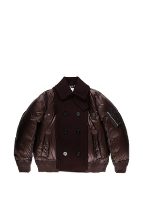 sacai buttoned puffer jacket - Brown