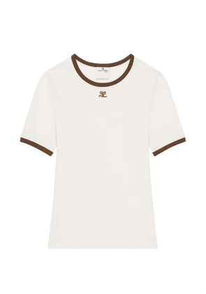 Courrèges logo-patch contrast-trim T-shirt - White