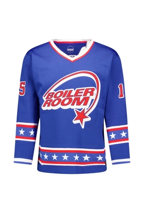 Boiler Room Hockey logo-print V-neck jersey - Blue