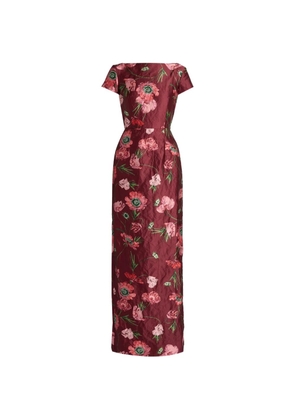 ERDEM floral-print textured-satin gown