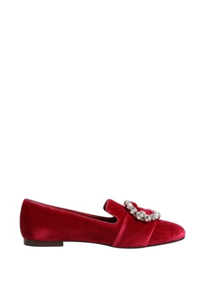 Dolce & Gabbana rhinestone-buckle velvet loafers - Red