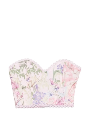 Charo Ruiz Ibiza Bio floral-print lace-trim top - Pink
