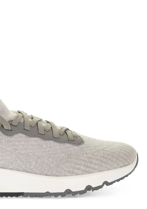 Brunello Cucinelli knit leather-trim sneakers - Grey