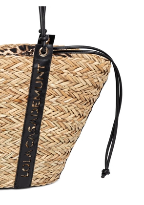 Lola Casademunt logo-perforated interwoven beach bag - Neutrals