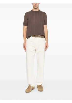 Jeordie's vertical-stripe sweater - Brown