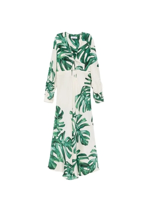 Raquel Diniz Valerie leaf-print front-tie dress - White