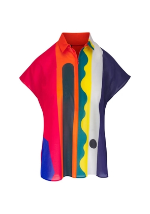 Akris abstract-print zip-fastening blouse - Orange