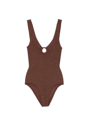Hunza G Celine ring-detail swimsuit - Brown