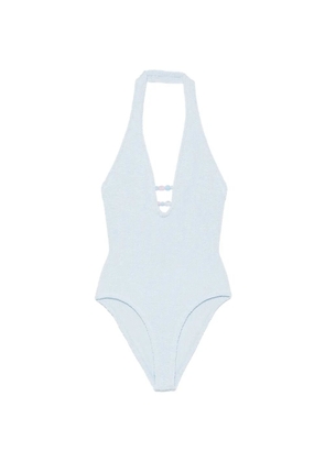 Hunza G Adriana bead-embellished halterneck swimsuit - Blue