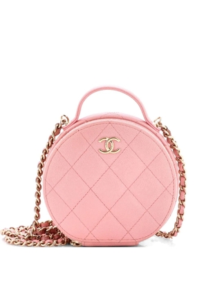 CHANEL Pre-Owned Handle with Care Round Vanity Case with Chain Quilted Caviar Small crossbody bag - Pink