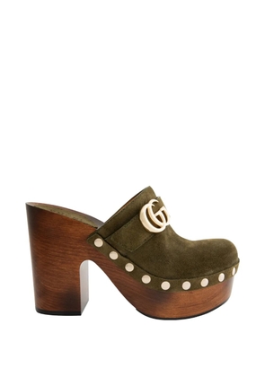 Gucci Double G stud-embellished mules - Green