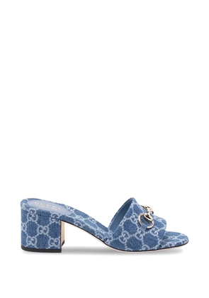 Gucci Horsebit GG patterned sandals - Blue