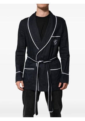 Dolce & Gabbana DG-embroidery piping-detail robe - Blue