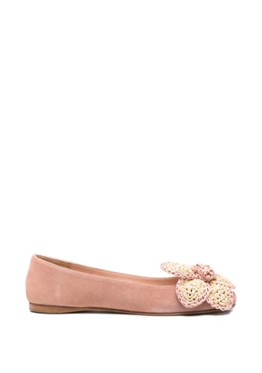 Paloma Barceló flower-appliqué ballet flats - Pink