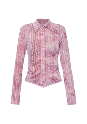 AVAVAV cable-knit-print ruched shirt - Pink