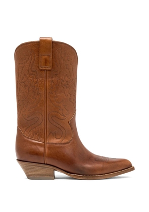 Buttero embroidered leather boots - Brown