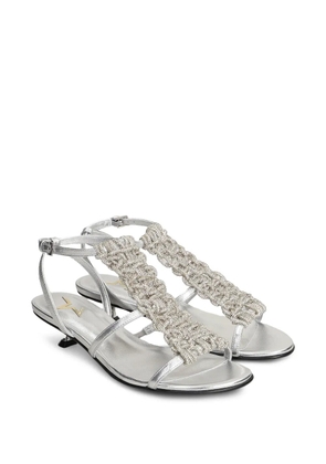 Marc Ellis crystal-embellished metallic-finish sandals - Grey