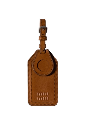 Miu Miu leather name tag charm - Brown