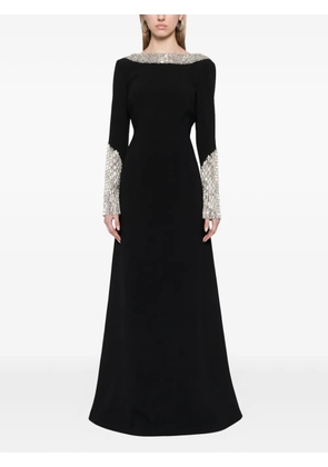 Dina Melwani crystal-embellished open-back gown - Black