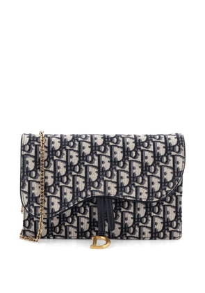 Christian Dior Pre-Owned Saddle Chain Oblique Canvas clutch bag - Blue