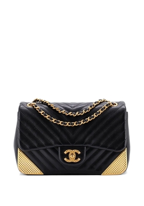 CHANEL Pre-Owned Rock the Corner Flap Bag Chevron Calfskin Mini crossbody bag - Black